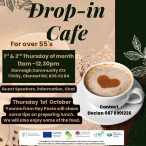 Poster of the Drop In cafe in Tullamore for Over 55s