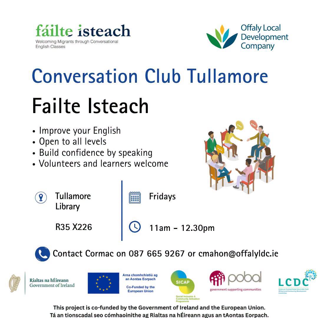 This is a poster of the Failte Isteach Club that is happening in Tullamore