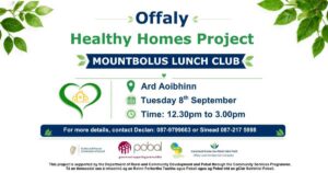 This is a poster advertising the Offaly Healthy Homes that is happening in Mountbolus