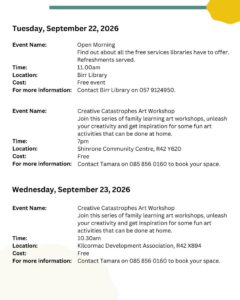 This is a timetable of what is happening with One Book ~ One Community 2026
