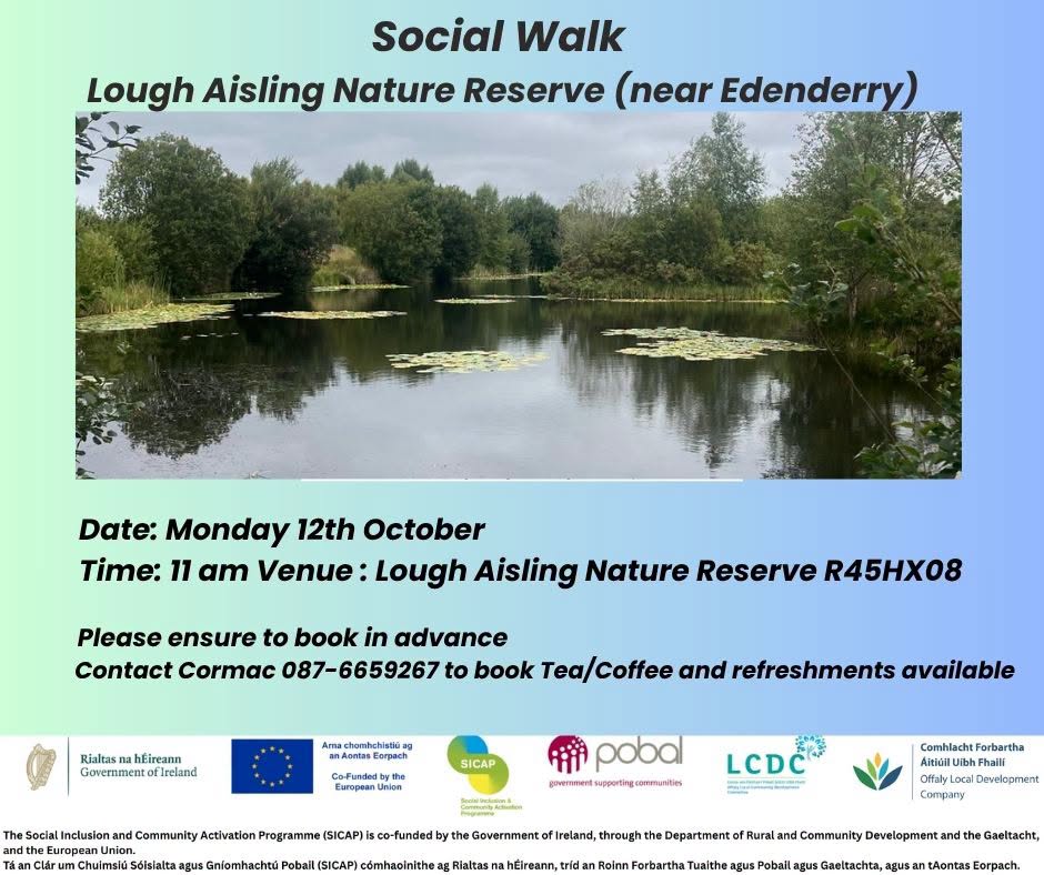 Social Walk happening in Lough Aisling Nature Reserve near Edenderry