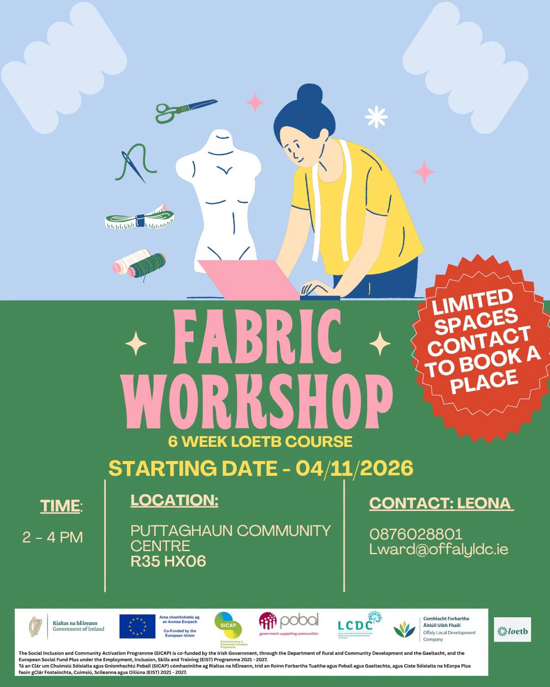 This is a poster of the Fabric Workshop that is happening in November in Tullamore